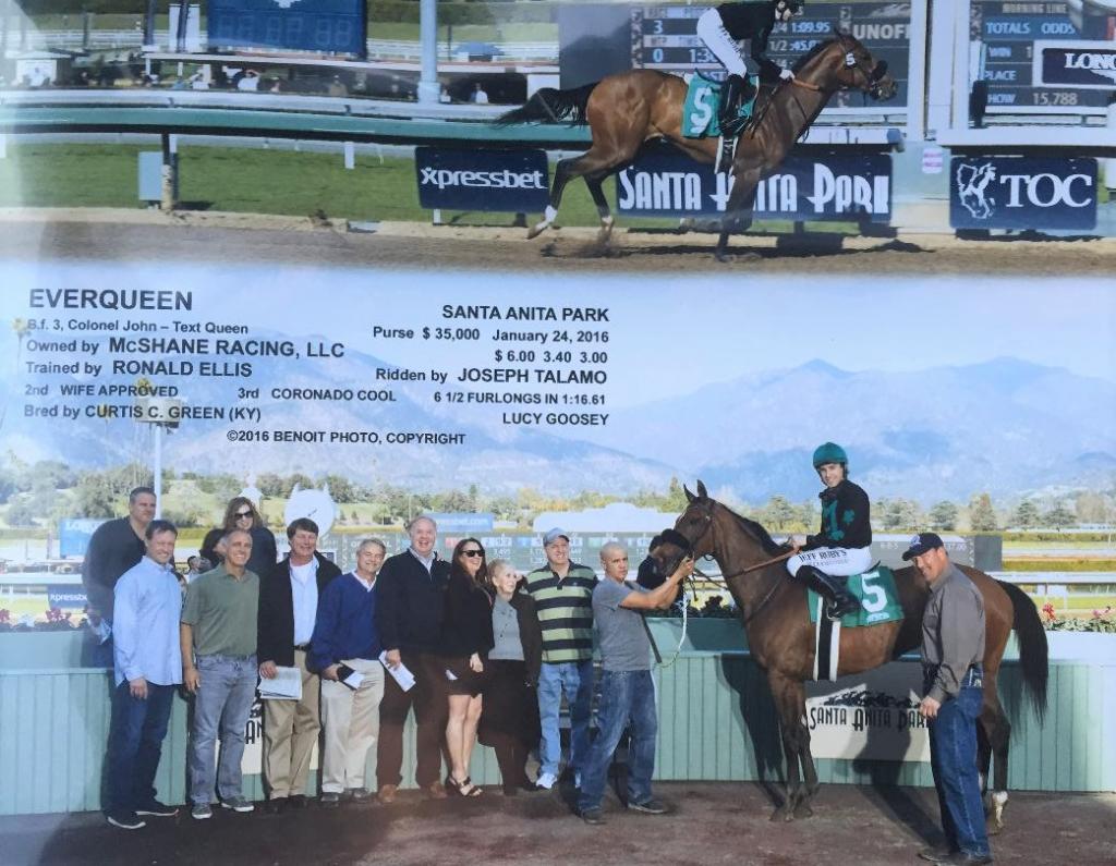 The McShanes' first win photo with Everqueen (Courtesy of the McShane family)
